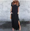 Günlük Elbiseler Artı Boyutu 5XL Seksi Kadınlar Elbise Yaz 2021 Uzun Lady Için Katı Kısa Kollu Maxi