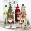 حفلة عيد الميلاد المنزل الديكور الجدول الأحمر زجاجة النبيذ مجموعة حقيبة ثلج الكتان الشمبانيا