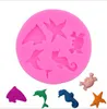 Silicone Molde 3D Seahorse Starfish Starfish Bolo Decoração De Silicone Fondant Moldes Marinhos Animais Bolo Cozimento Moldes Decoração Do Bolo Presentes