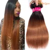 Pacotes de cabelo humanos hetero de ombre 1b 30 cor marrom ombre cor brasileira cabelo virgem em linha reta gagaqueen cabelo