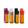 Colorful 36mm 51mm Travel Size Acrylic Plastic Bottle Snuff Snorter Dispenser Glass pill case Vial container box with spoon