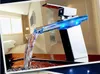 Badkamer Waterval LED-kraan. Glazen waterdaling Messing Basin Mixer Tap Dek Gemonteerde Sink