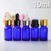10ml Blue Glass Liquid Reagent Pipette Bottles With Eye Dropper Empty Oil Dropper Bottles With Black Gold Silver Caps