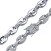 12MM Men's Hip Hop Handcuffs Shape Tennis Chain Bling Zircon Coffee Beans Link Necklace Jewelry