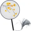 Vintage Ronde Chinese Mulberry Silk Fan Dance Costume Decoratieve Craft Fan Single - Side Embroidery Ebony Handle Fan Women Gift