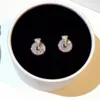 jewelry crystal stud earrings rotable circle round earring for women hot fashion free of shipping