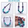 Purple rhinestone chunky beaded necklace for baby kids handmade bubblegum jewelry gift boys girls chocker necklace