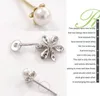 Nowy Hot Popular Prosta Osobowość Moda Lady Pearl Diamond Five-Leaf Flower Kolczyki Moda Klasyczna Delikatna Elegancja