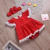 Girls Designer Roupas Crianças Floral Impresso Roupas Laço Conjuntos Bebê Vestidos Jumpsuit Headband Terno Criança Verão Mosca Manga Bodysuit YP448