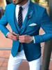 Slim Fits Blue Man Works Business Suit Prom Blazer Coat Waistcoat Trousers Sets Groom Tuxedos Customize K 86