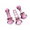 Nuevo Pink Rose Glass Anal Plug Smooth Anal Beads Prostata Masaje Glass Butt Plug Adultos Juguetes sexuales para mujeres Hombres Glass Dildo Y191024