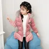 Retail kids winter coats girls Designer Jackets girl Pink Princess Thicken Cotton Parka Coat Children Hooded Velour Outwear boutiq8516066