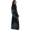 12 klor sexig handskar lång klänning kvinnor nyhet långärmad klubbkläder våt look pvc catwoman cosplay costume back zipper club klänning187x