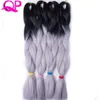 Ombre jumbo yaki trançando cabelo 100g 1 pcs 24inch sintético alta temperatura fibra prata prata cinza escuro verde marrom borgonha