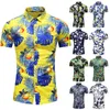 2020 US Neues Hawaiihemd für Herren, Blumen-Strand-Aloha-Party, lässig, Urlaub, kurze Ärmel1