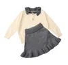 Enfants Pull Chemises Jupes Vêtements Ensembles Bébé Fille Vêtements Toddle Tricoté Tops Mini Robes Costumes Newborm Laine Boutique Tees Jupes C6496