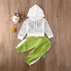 1-6T Toddler Kids Baby Girl Summer Outfits Infant Clothes Sets Net Hooded T-Shirt Tops Pants Outfit Casual Sets Girls Tracksuits