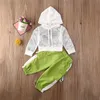 1-6t Toddler Kids Baby Girl Summer Outfits Infant Desets Sets Net Hooded T-Shirt Tops Pants Outfit Casual Sets Girls Tracksuits