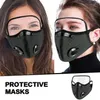 2 in 1 Cycling Masks Outdoor Dust-proof Breath Valve Protection Face Mask With Eye Shield Unisex Mesh Cycling Masks CCA12401 60pcs