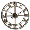 40 cm Nordic Metal Roman Liczebne Zegary Ścienne Retro Iron Okrągła twarz Czarny Złoty Duży Outdoor Garden Clock Home Decoration Y200109