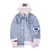 Men's Jackets Hooded Jacket Fashionable Denim Men Fake 2 Pieces Cool Design Demin Coat Embroidery Outerwear Clothing