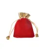 7 * 9cm Velvet Beaded Drawstring Pouches 100pcs / Lot 4Colors Smycken Förpackning Julbröllop Presentväskor Svart Röd