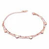 2019 Nuevas pulseras con dijes de moda Corazones pequeños de doble capa Cadena de eslabones de acero inoxidable Brazaletes de moda afortunados Mujeres Pulsera encantadora Joyería