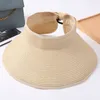 Women Summer Sun Visor Hat Foldable Roll Up Wide Brim Open Top Straw Cap adult boho Beach Sun Cap KKA7795