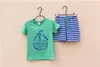 Bébé Vêtements Garçons Survêtements Bande Dessinée ancre poisson Rayé Costumes Décontractés 2pcs Voilier Ensembles T-shirt + Pantalon 2pcs costume Enfants Vêtements