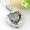 7 Pcs/Lot Heart-shaped Rainbow Mystic Crystal Zircon 925 Sterling Silver Plated Pendants Russia Australia USA Necklaces Pendants