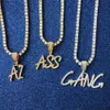 Hip Hop Borste Font Anpassad Brev Hängsmycke Halsband Iced Out Cubic Zircon Charm Smycken för Män Kvinnor