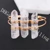 10 pcs À La Main Femmes Triple Clair Quartz Cristal Point Pierre De Manchette Bracelet Naturel Blanc Druzy Rock Pierre Déclaration Bracelet Femme Bijoux