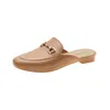 Zomer Vrouwen Slippers Designer Mode PU Korte Loafers Schoenen Metalen Ketting Dames Casual Muilezels Flats Topkwaliteit