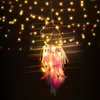 4 Colors LED Wind Chimes Handmade Dreamcatcher Lamps Feather Pendant Dream Catcher Creative Hanging Craft Wish Gift Home Decoration C6756