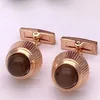 Manschettsmycken Brown Crystal Luxury Cufflink For Wedding Gift Shirt Sleeve Buttons French Famous Cufflinks Men9647234