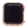 Nova caixa de relógio inteligente de ouro rosa para iWatch série 4 5 6 capa protetora de liga de metal strass caixa de diamante de cristal bisel 40mm 44mm