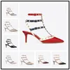 Gorąca sprzedaż - Szplety Szpilki Patentowe Rice Sandals Kobiety Studged Strappy Sukienka Buty Walentynki 10 cm 6 cm Wysokie obcasy Shoesc00252