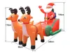 Juldekorationer 210cm jätte uppblåsbara Santa Claus Double Deer Sleigh Led Light Outdoor