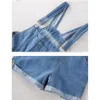 Denim Overalls Lady 2022 Plus Size Jeans Playsuit Pocket Strap Button Women Cowboy Cargo Rompers Shorts