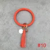 Fashion Pu Leather Tassel Bangle Keychain Bracelet Key Ring Round Sunflower Leopard Cactus Solid Keyring Pendant Gifts WX9-1649