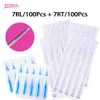 100pcs 7RL Aghi per tatuaggio 100pcs 7RT Punte per ugelli per tatuaggi Pre-sterilizzati Fornitura per tatuaggi Consigli per ugelli Fornitura pre-sterilizzata