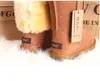 2020 Gift Classic Short Child Snow Boot Girl Boy Winter Boots Kids Baby Laarzen Cowhide Winter Boots EUR Size: 21-35