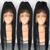 Afrika Kvinnor Stil Cornrows Braid Wig Lång 200Densitet Full Micro Braid Parykar med Baby Hair Jumbo Braid Lace Frontal Wig