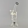 9-inch Recycler Glass Hookah Bong with Percolator, Bent Neck, and 14mm Male Joint