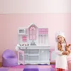 Dzieci Drewno Kuchnia Zabawki Gotowanie Udawaj Play Zestaw Maluch Drewniany Playset z Kitchenware Pink