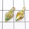 Masse 200 Stück/Lot, 9 x 20 mm, Emaille-Conch-Charms-Anhänger, Schmuckzubehör, DIY-Handwerksarmband-Charm, Goldton