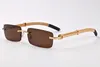 Wholeluxurybrand Designer Sunglasses sans bordure pour hommes 2017 Fason Bamboo Retro Buffalo Hornbrown Black Glass Glass Lens S4681905