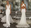 Sexy Strand Meerjungfrau Brautkleider Günstige Einfache Tiefem V-ausschnitt Neckholder Falten Bodenlangen Hochzeitskleid Brautkleider Vestidos De Noiva Robe