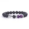 7 Chakra Bracciale per Uomo Donna 8mm Nero Laca Ametista Pietre Perline Elefante Buddha Yoga Healing Bracciale