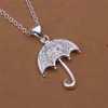 Plated sterling silver necklace 18 inches Simple stone umbrella pendant necklace DHSN306 Top 925 silver plate Pendant Necklac269n